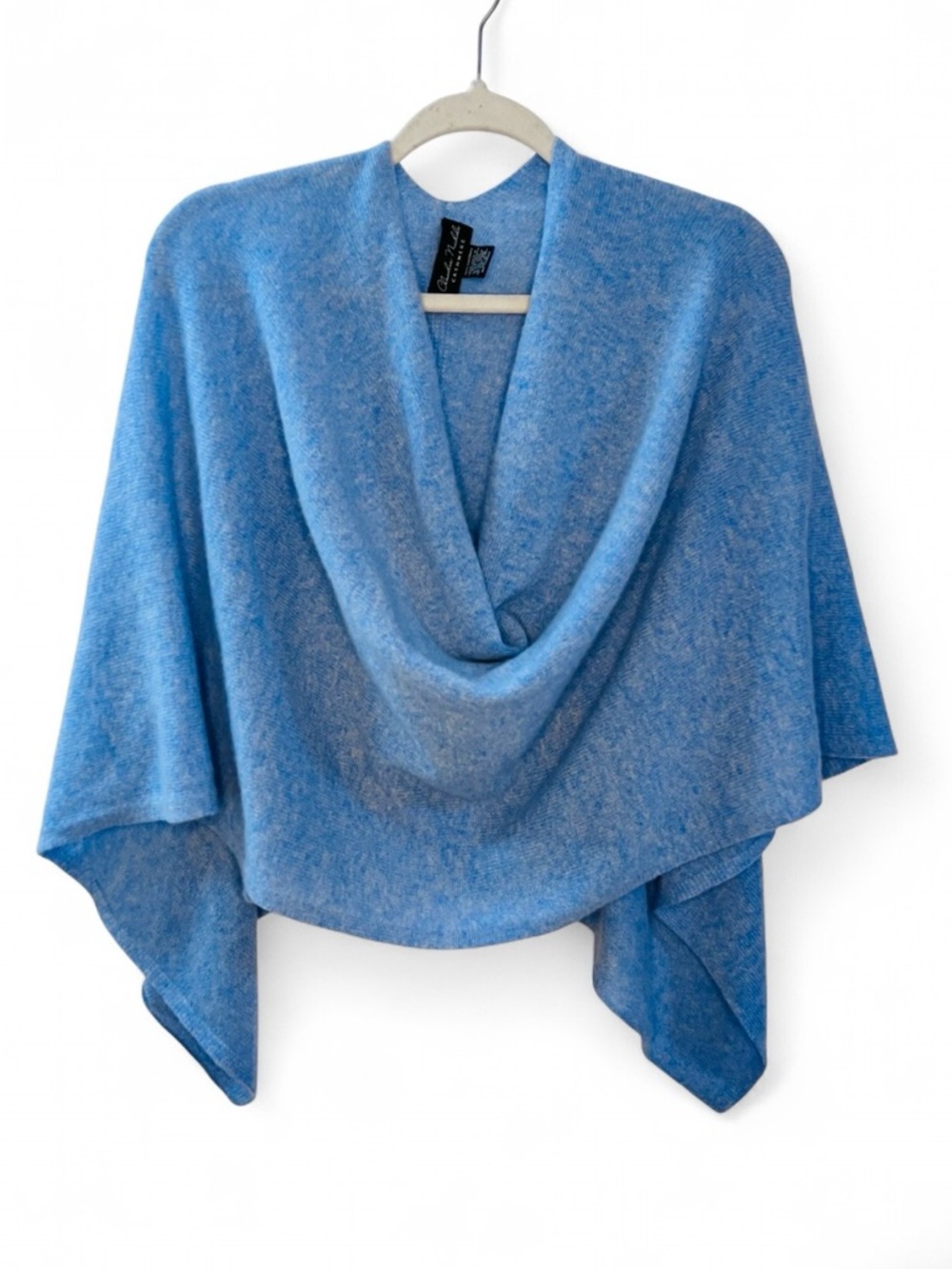 100% Cashmere Claudia Nicole Sky Blue Draped Shawl One Size Wrap